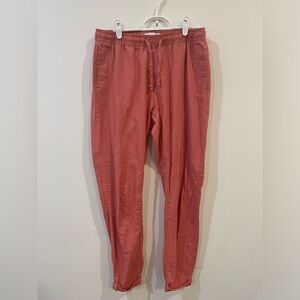 Red Linen tapered pants